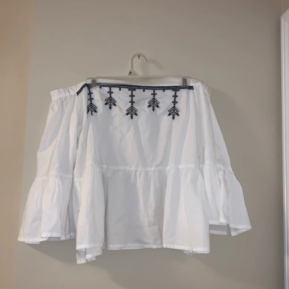 Off the shoulder peplum top with bell sleeves